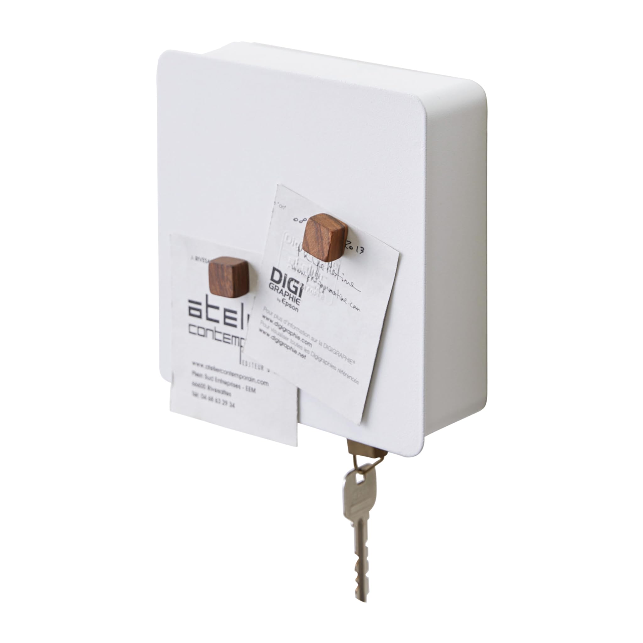 YAMAZAKI 4799 Tower Magnetic Key Box, White, Steel, Minimalist, 15.8 x 5.5 x 15.8 cm