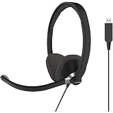 Koss CS300-USB Dual-Sided On-Ear Communication Headset, Black, USB-A Plug | Noise Cancelling Electret Microphone, Flexible Microphone Arm, B2B, Telehealth, Education, Call Centers