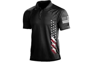 H HYFOL Short Sleeve Polo Shirts for Men Graphic Stretch Casual American Patriotic Raglan Golf Polos for Men