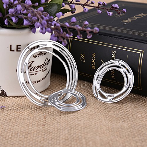 BUZHI 1set Cutting Dies Metal Circle Die Embossing Stencils for Christmas Card Paper DIY Craft Decoration - Thumbnail 2