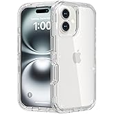 Follaroma for iPhone 16 Case, Heavy Duty Shockproof Protection Phone Cases, Anti-Drop, Dual Layer Transparent Protective Cover Compatible with iPhone 16, 6.1 inch,Crystal Clear