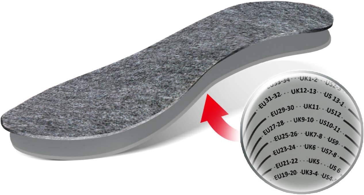 Kids Insoles for Warm Feet, Thermal Felt Shoe Inserts for Children Cut to Fit, Cushioned Latex Foam with Activated Carbon - Image 5