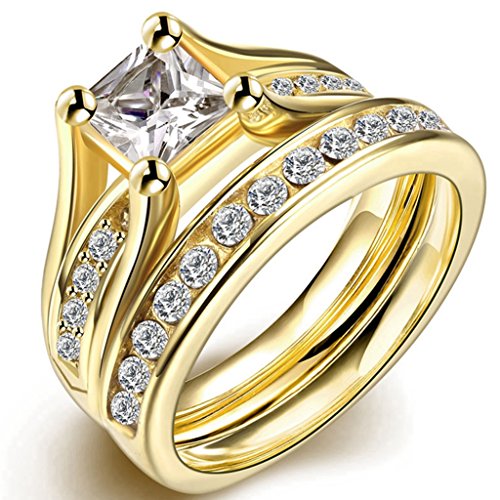 Fendina womens 18k yellow gold plated wedding engagemen…
