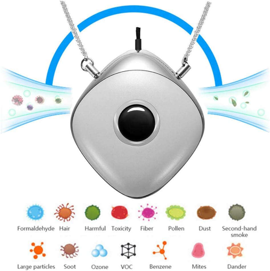 Sperarestella Personal Travel Mini Portable Air Purifier USB Portable Wearable Air Purifier, Personal Mini Air Necklace Wearable for Both Kids and Adults White