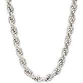 Savlano 925 Sterling Silver 6mm Solid Italian Rope Diamond Cut Twist Link Chain Necklace with Gift Box for Men & Women - Made in Italy