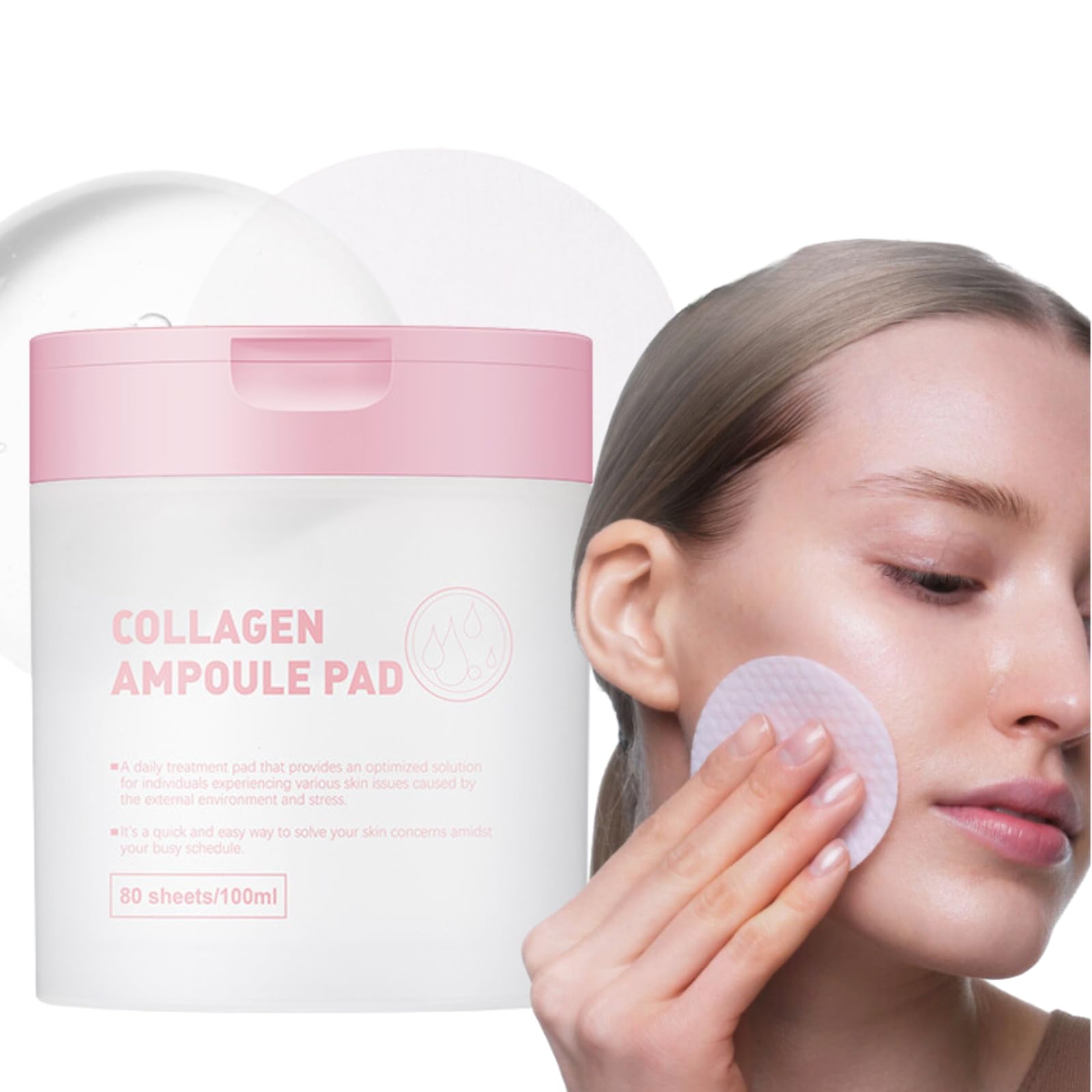 Collagen Face Pads - Face Exfoliator Pad For Acne Prone Skin - Toner Pads for women - Korean Skincare Face Pads - Toner Face Pads with Vitamin E & Niacinamide - Deep Hydration & Nourishment