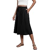 Witsmile 2025 Flowy Skirts for Women Below Knee High Waist Skirts for Women with Pockets Vacation Wardrobe
