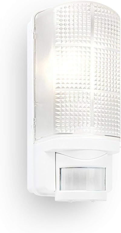 National Lighting Motion Outdoor Bulkhead Light PIR IP44 White LED E27