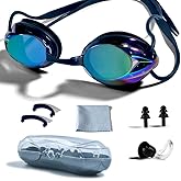 PHELRENA Swimming Goggles, Professional Swim Goggles Anti Fog UV Protection No Leaking for Adult Men Women Kids