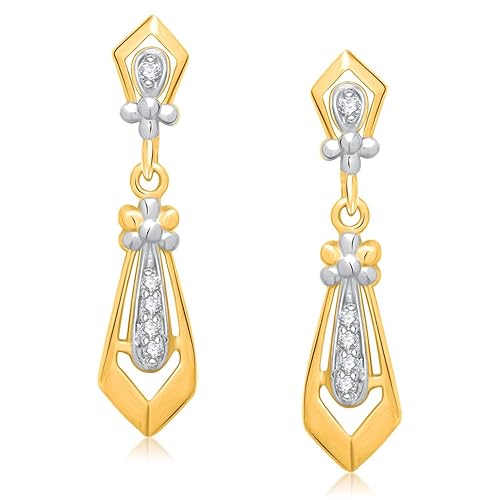 VK Jewels Cubic Zirconia Drop Earrings for Women (Golden) (vker1300g)
