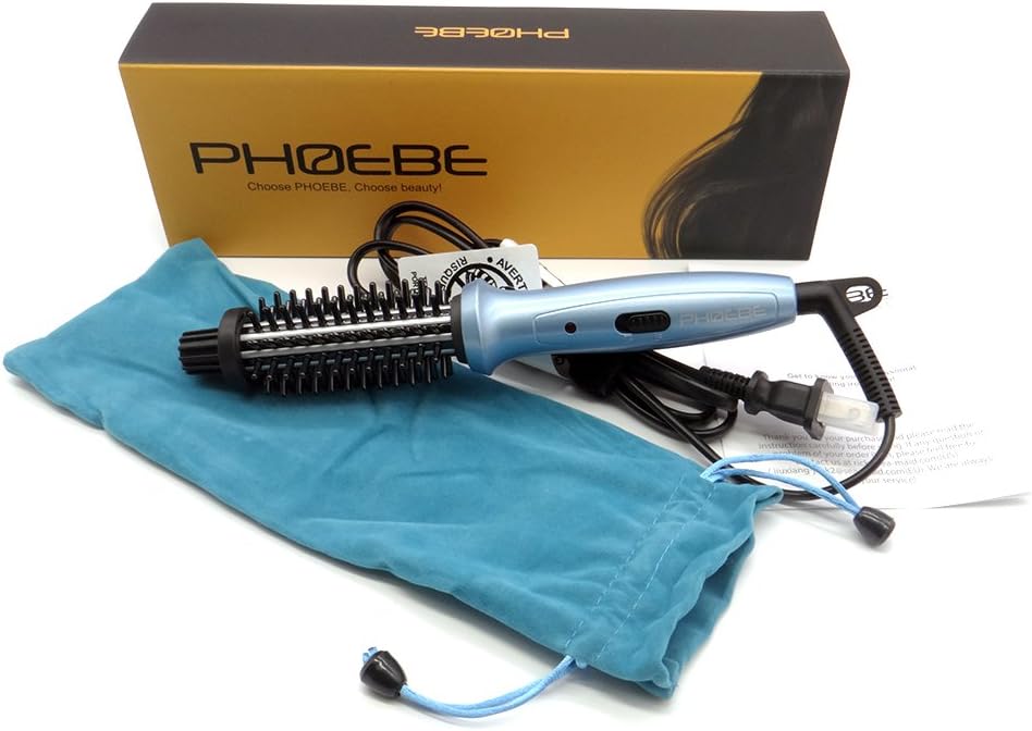 Mini Curling Iron PHOEBE Hair Brush for Travel, 3/4 Inch Dual Voltage Ceramic Tourmaline Ionic Hot Curler Brush with Traveling Bag for Europe, Professional Heated Brush Styler for Short Hair: Health & Personal Care