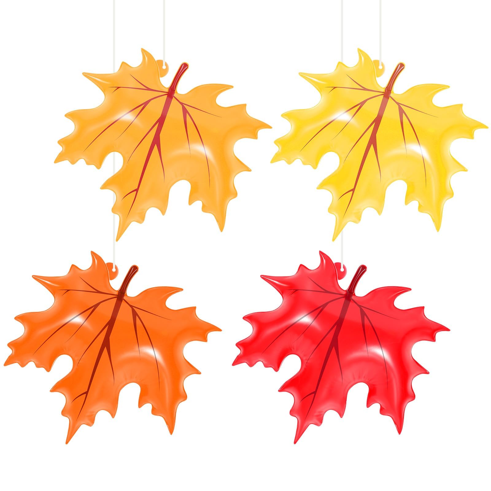 Photo 1 of 8 Pcs Thanksgiving Maple Leaf Inflatable Baby Shower Decoration, 15.7'' 4 Color Large PVC Tree Leaf Hanging Ornaments for Camping Woodland Forest Baby Shower Party Decor