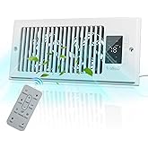 VallisCo Register Booster Fan 4"x10", 10-Speed Quiet Vent Fan with Negative Ion, Thermostat & Remote, Enhances and Improves Heating & Cooling Efficiency, Air Vent Booster for Home Room Comfort, White