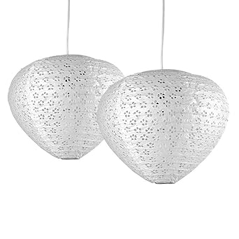 Pair Of Stunning Ambient Modern White Domed Plectrum Shaped