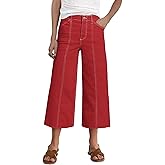 Flamingals Mid Waisted Straight Wide Leg Pants for Women Cropped Business Casual Pants