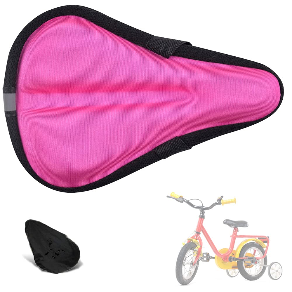 Liyamobu Kids Gel Bike Seat Cushion Cover for Boys & Girls, 9"x6" Breathable & Extra Soft Memory Foam Children Bicycle Saddle Pad with Water&Dust Resistant Cover