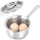 Macevia Mini Sauce Pan with Lid, Stainless Steel Butter Warmer Small Pot, For All Stoves Multipurpose Use for Home Kitchen or Restaurant (10.8oz/320ml) - Silver