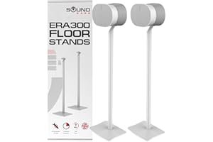 Sound Bass ERA300 Floor Stand, Premium Metal Design, Twin Pack (2pcs), White, Compatible with Sonos ERA 300 Speaker, Accessories Included, Cable Management, Designed in The UK, Double, Pair