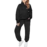 Zaclotre Girls Sweatsuit 2 Piece Outfits Fall Winter Fleece Half Zip Thumb Hole Sweatshirts and Sweatpants Joggers Set