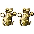 2pcs Brass Mouse Statue Feng Shui Wealth Prosperity Brass Mouse Figurine Decor Sculpture Collectibles for Avoiding Evil Keeping Peace Mascot
