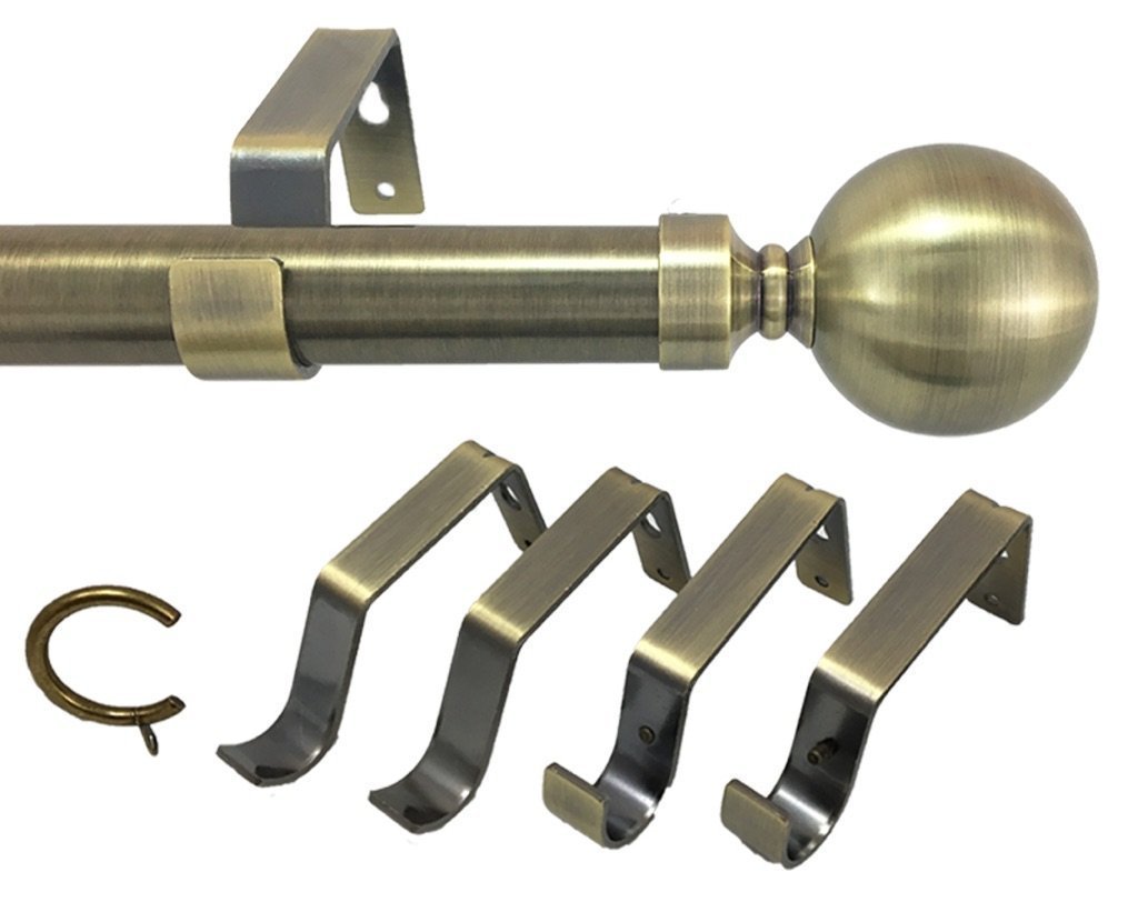 Ext Long 28mm Antique Brass Bi Fold Door Curtain Pole Metal Ball