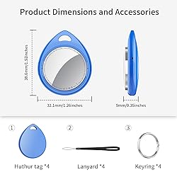 Air Tracker Tags 4 Pack Blue, 5.3 Bluetooth Tracker
