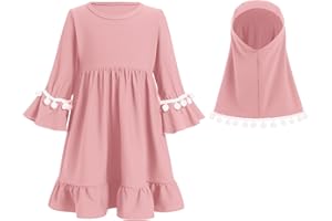 FYMNSI Newborn Baby Girls Muslim Abaya Dress and Hijab 2PCS Islamic Dubai Outfits Eid Ramadan Maxi Prayer Dresses Kaftan