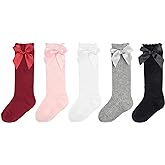 AQOKKA Baby Knee High Socks Kids Tube Long Boot Socks with Bow Cotton Knit Stocking Infant Toddler Dress Socks for Boy Girl
