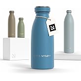 LARS NYSØM Stainless Steel Insulated Water Bottle 12oz 17oz 25oz 34oz 51oz | Insulated Thermo Flask for Hot and Cold Beverages | Leakproof Drinking Bottle (Calypso Blue, 11.9oz)
