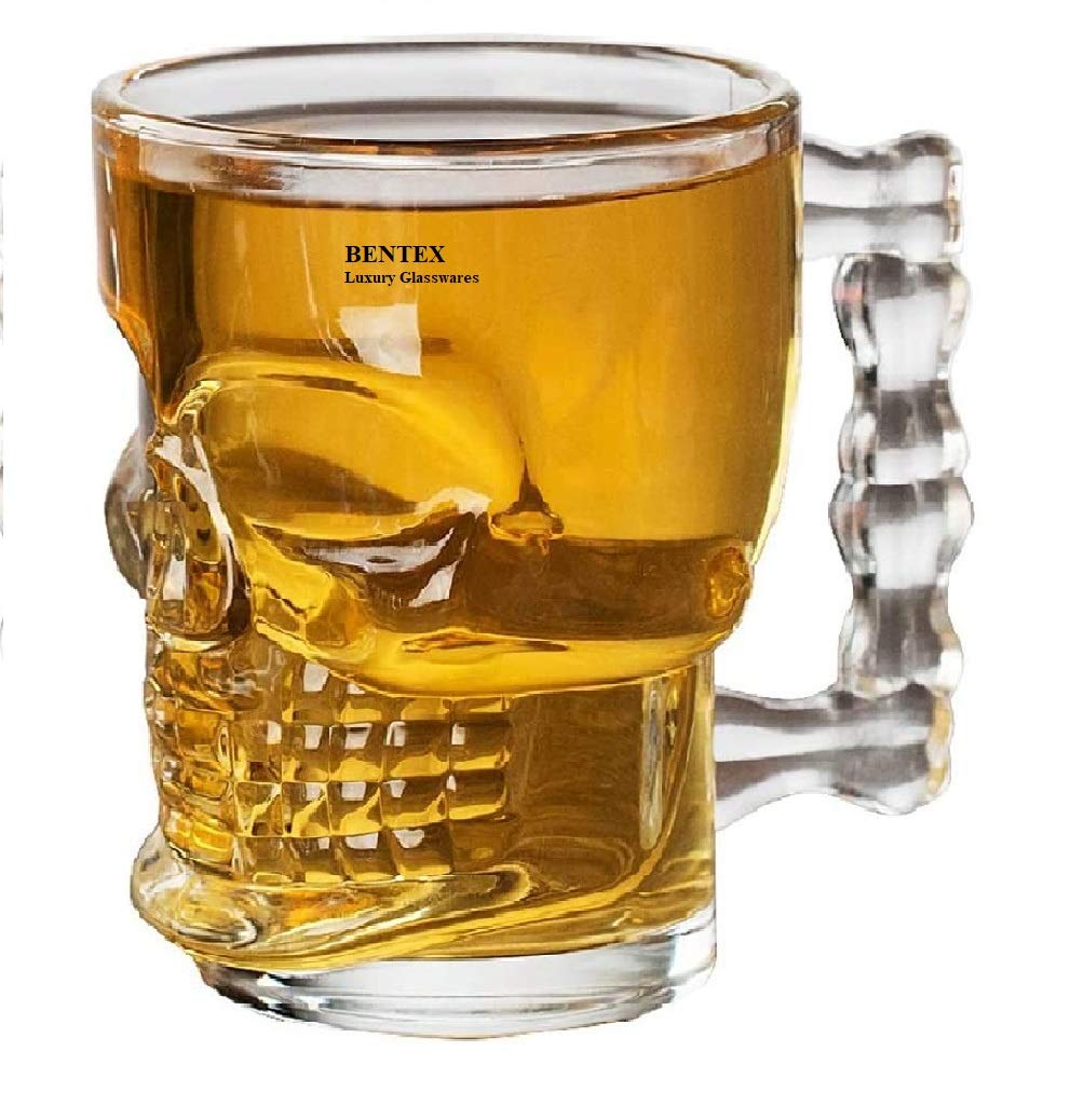 Buy Beer Mug Glass Set of 6 Mugs, Transparent, 540 ml Skull
