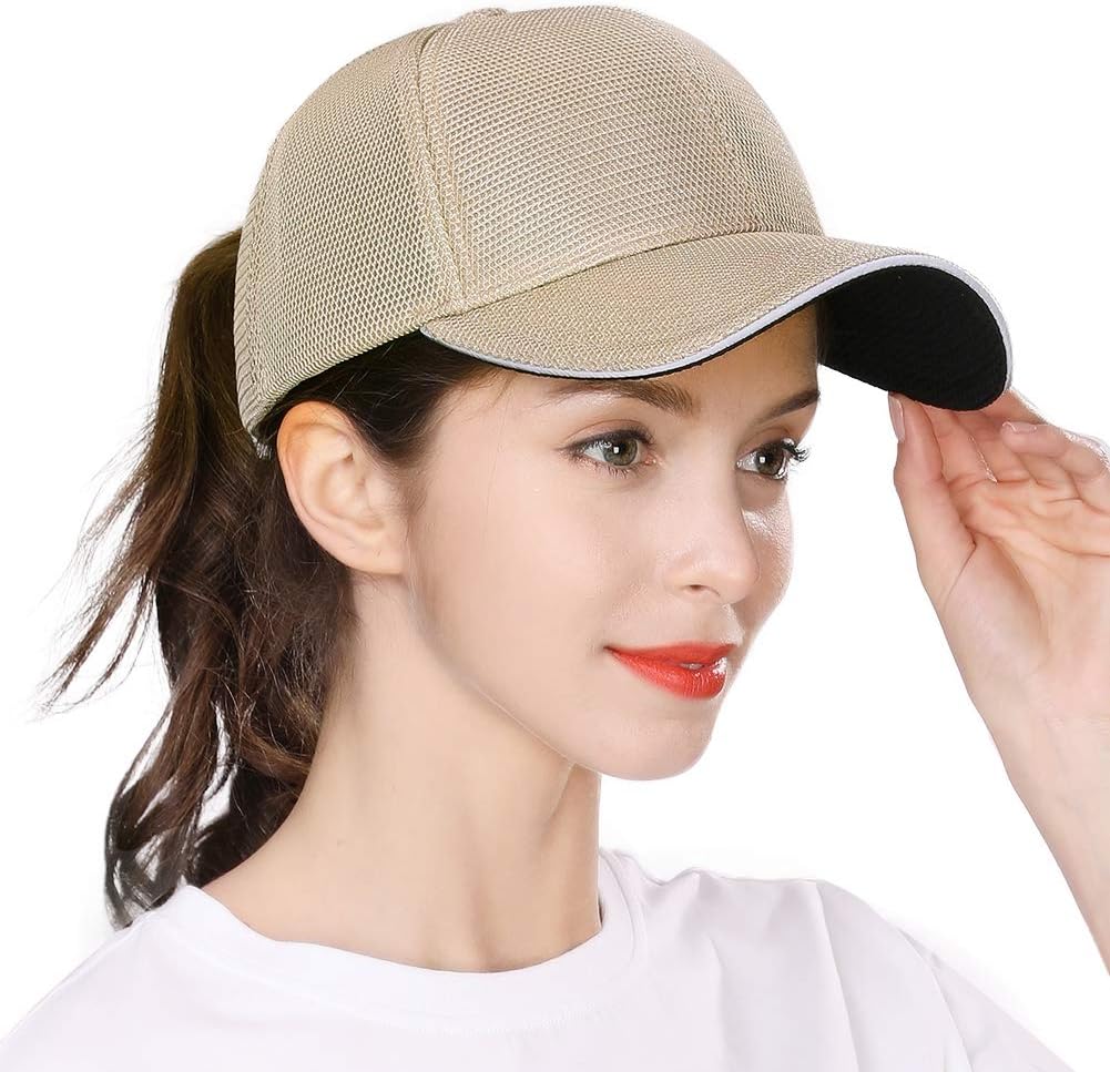 Comhats Womens Mesh High Ponytail Baseball Cap Messy Bun Summer Outdoor Sports Sun Hat Adjustable