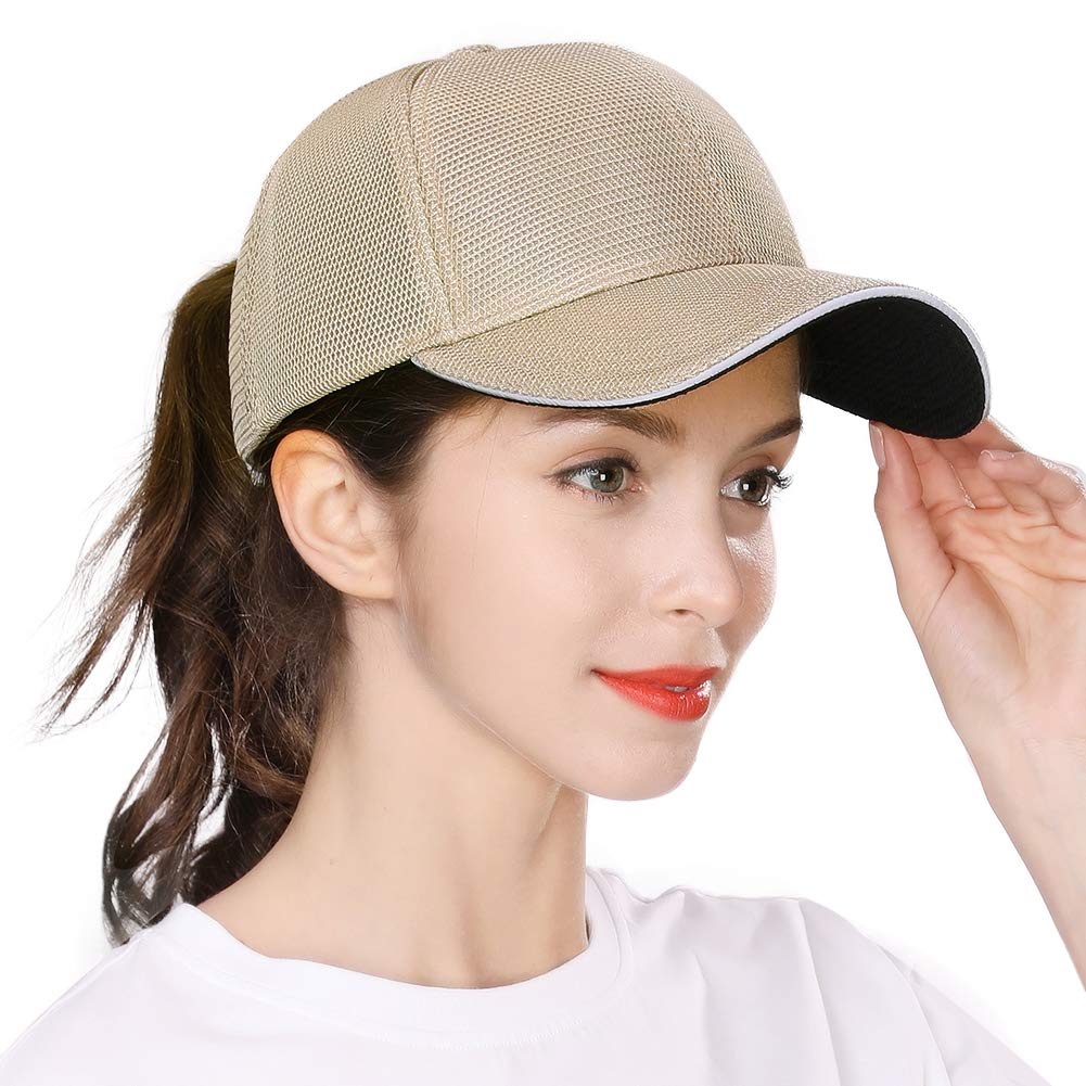 Comhats Womens Mesh High Ponytail Baseball Cap Messy Bun Summer Outdoor Sports Sun Hat Adjustable