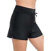 Danga bay Women High Waisted Board Short Drawstring Swim Shorts Tummy Control Swimming Bathing Suit Bottoms Liner
