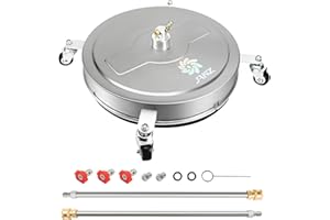 JANZ 20'' Pressure Washer Surface Cleaner with 4 Wheels, Stainless Steel Housing, 1/4" Quick Plug, 2 Extension Wands, 2 Replacement Nozzles and 3 Spray Nozzles, 4000 PSI