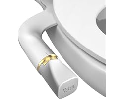 Veken Bidet, Fresh Water Ultra-Slim Bidet Toilet Seat Attachment with Brass Inlet for Posterior & Feminine Wash