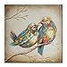 SEVEN WALL ARTS - Abstract Love Birds Picture Hand Painted Modern Vintage Animal Painting Colorful Quirky Birds Artwork for Bedroom Kitchen Room Living Room Home Decor 24 x 24 Inch