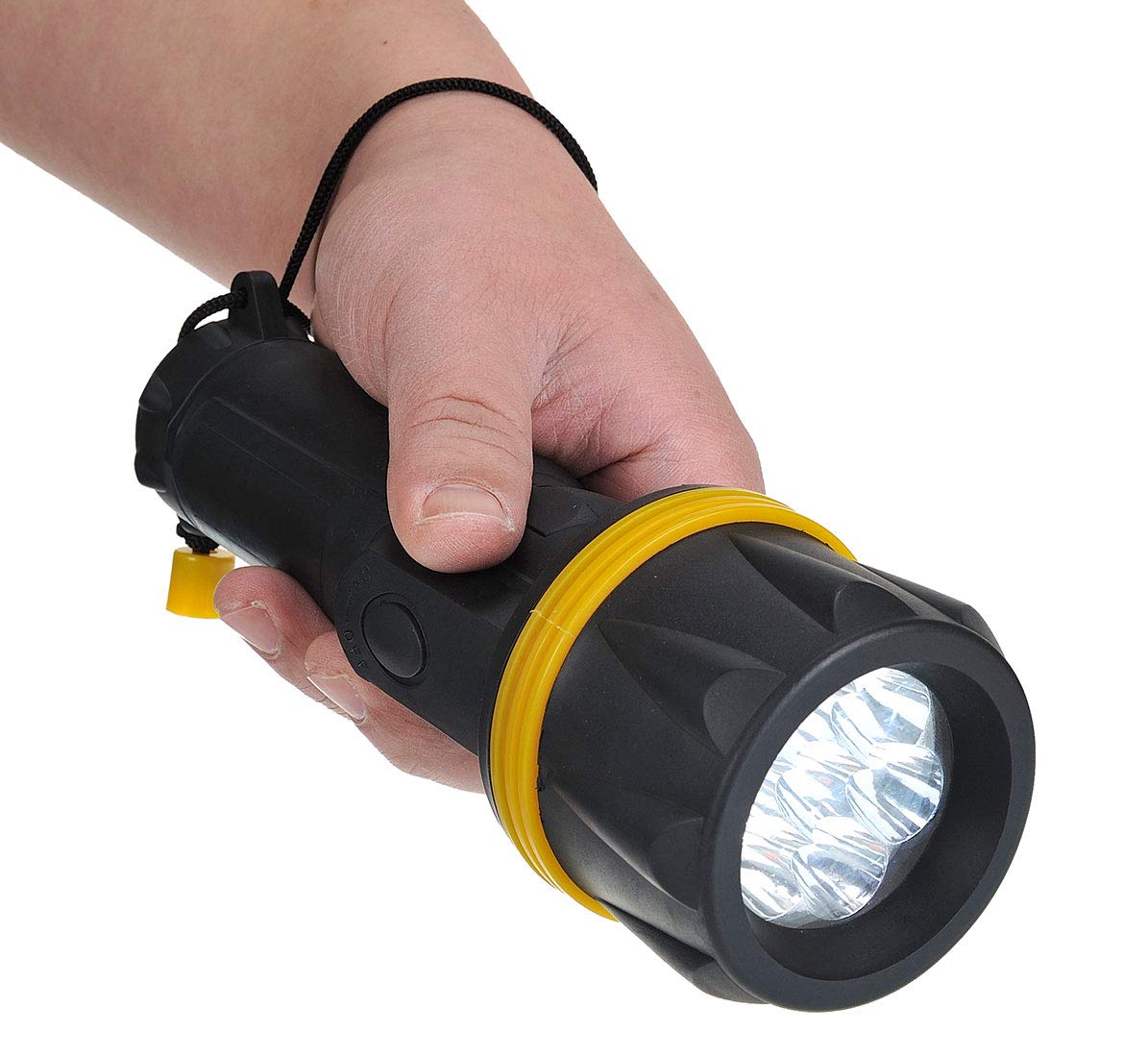 Portwest PA60 7 LED Rubber Battery Powered Safety Flashlight Yellow/Black