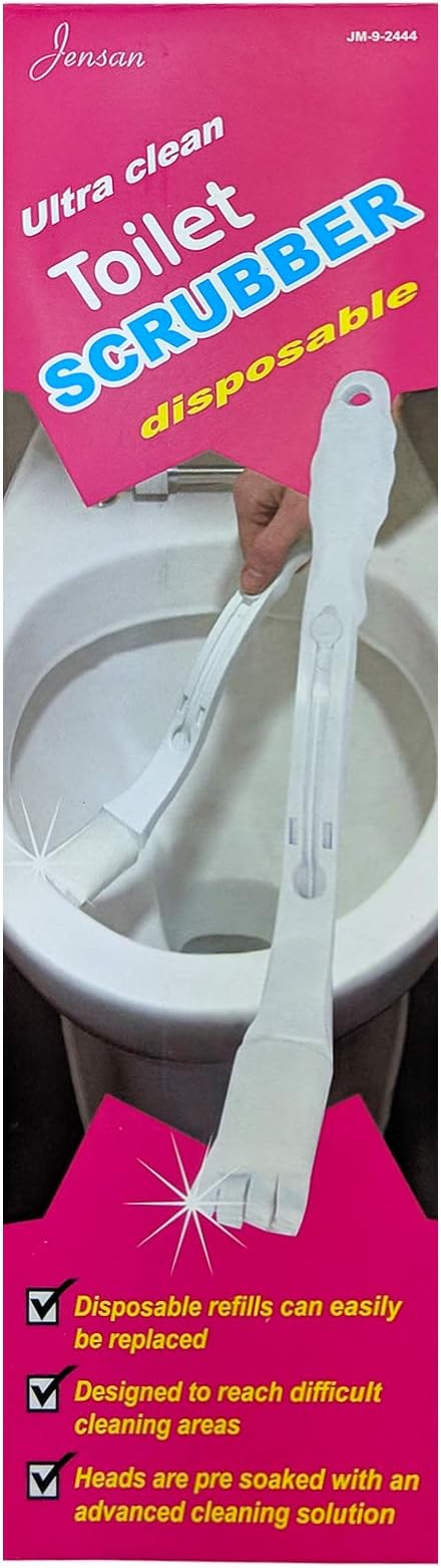 Jensan Ultra Clean Toilet Scrubber Cleaner Brush with 4 Disposable Pads (1 x Scrubber)