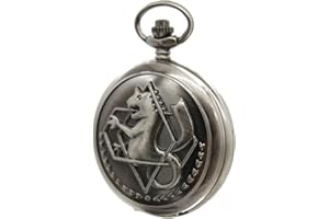SIMAOTE Fullmetal Alchemist Pocket Watch Vintage Quartz Pocket Watch with Chain for Men Women Cosplay Accessories Anime Merch