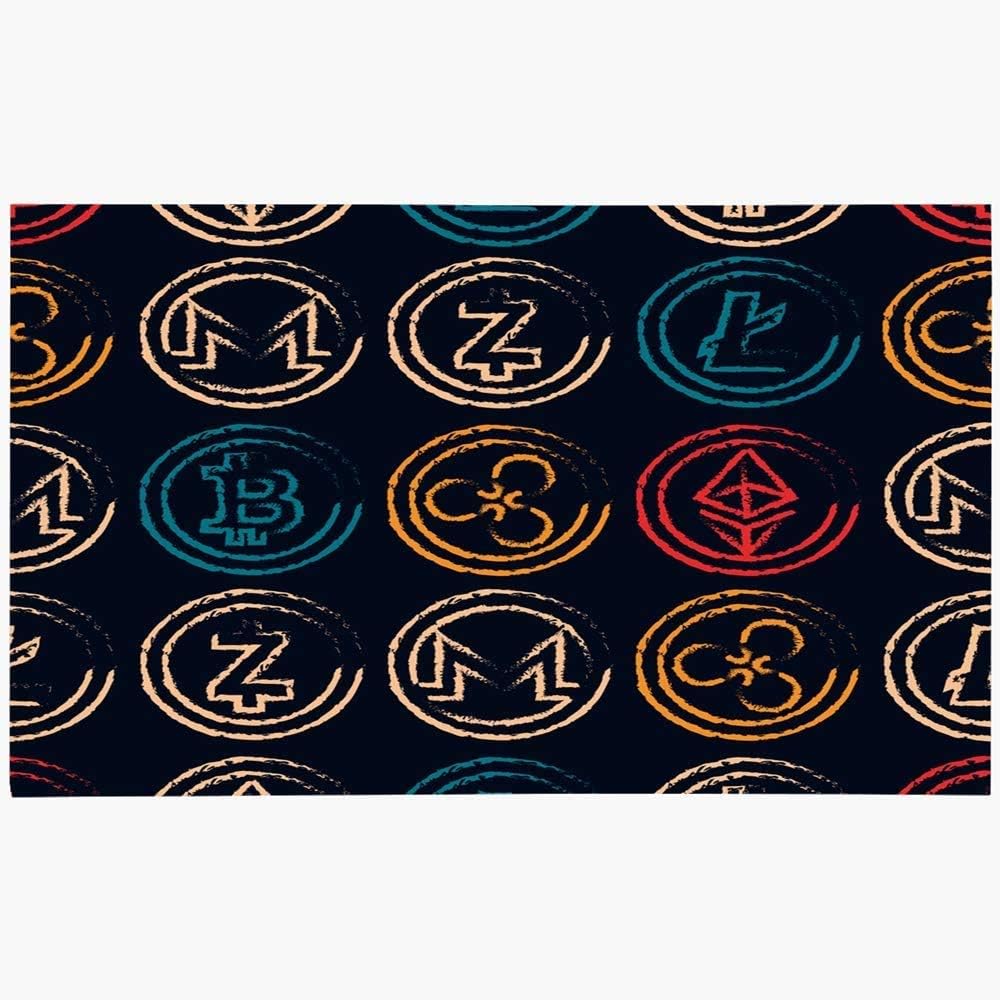 Tapete de puerta Patrón de tapete de puerta Criptomoneda en logotipos