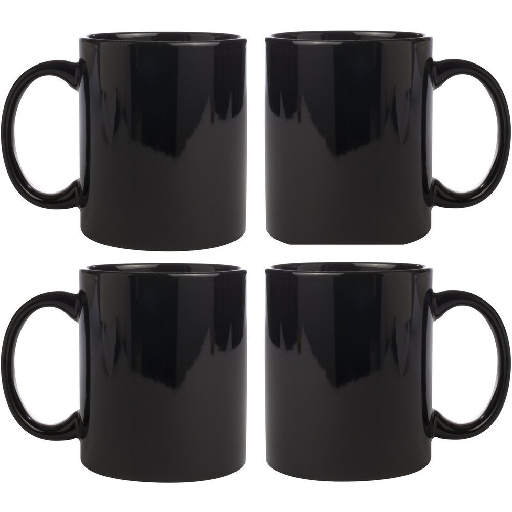 Buy exciting Lives Plain Ceramic Coffee Mug, 330 ml, Black Set of 4