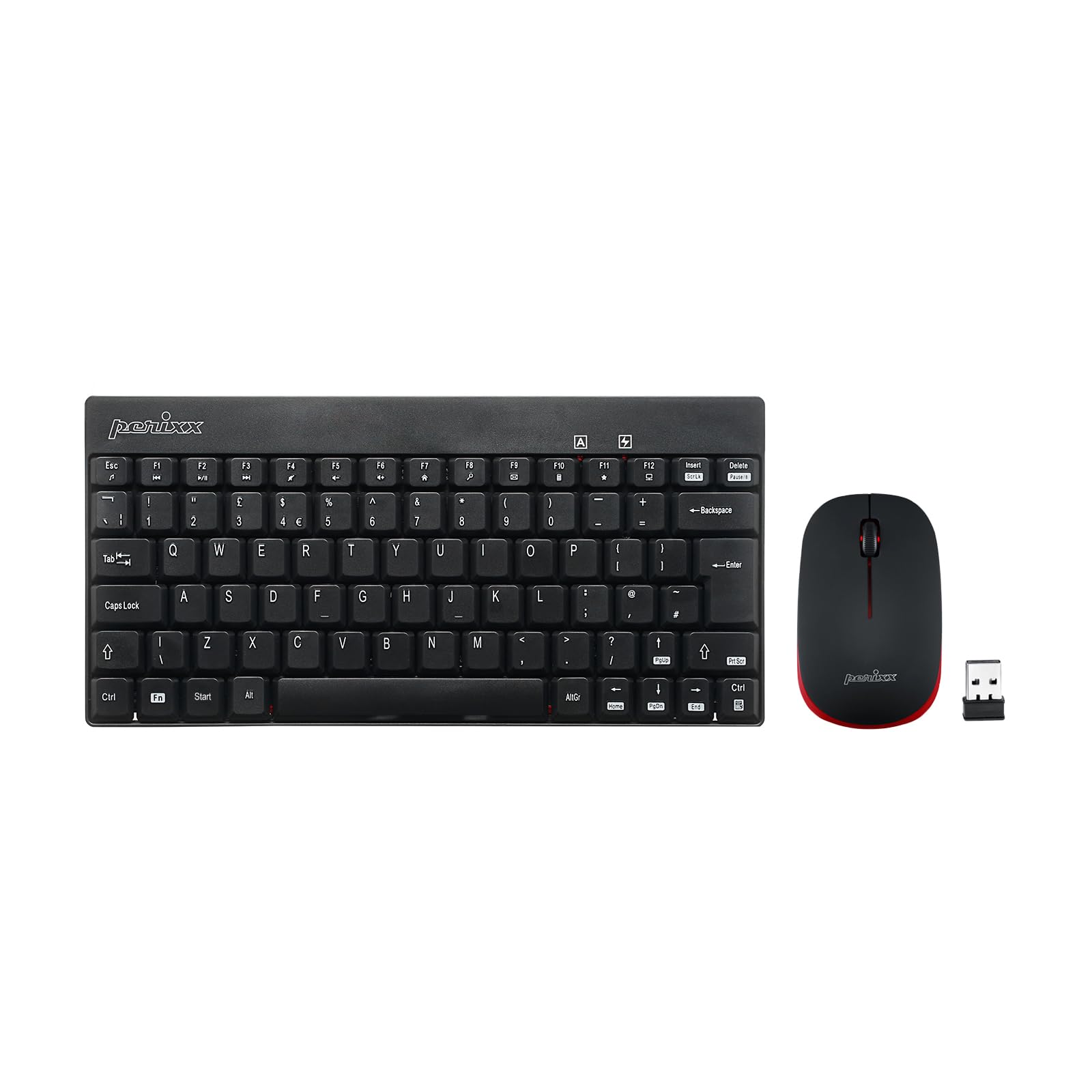 perixx PERIDUO-712 Wireless Mini Keyboard and Mouse Combo - AES 128 Bit - Black - UK Layout