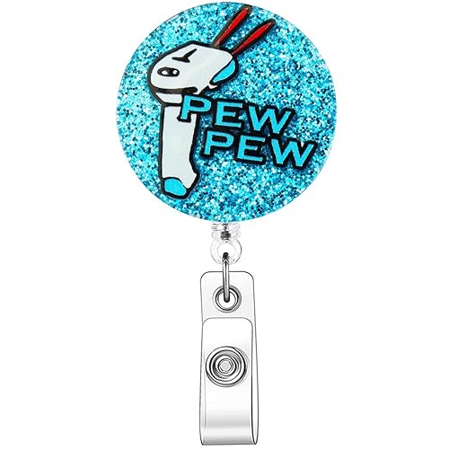Jevzify Med Scanner Gun Badge Reel Retractable Clip, RN CNA LPN Nurse Badge Holder, Funny ID Name Tag Card Holder for Doctor Medical Assisatant Office Nursing Hospital Accessories