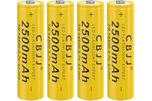 CPZZ 3.7V 14500 Rechargeable Battery, 2500mAh, 3.7 Volt Lithium for Doorbells, Headlamps, Flashlights & More (4 PCS)