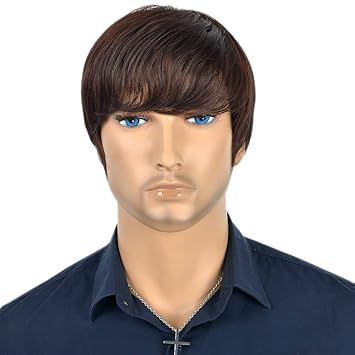 Amazon Com Hoolaza Men Dark Brown Wigs Male Short Slight Curly