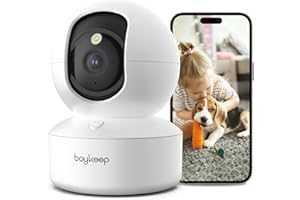 BoyKeep Indoor Camera, 360° WiFi Cameras with APP, Indoor Security Camera for Baby, 2-Way Audio, Night Vision, New 5GHz Versi