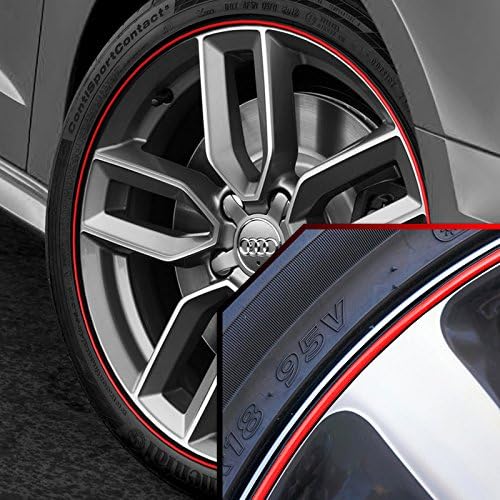 Upgrade Your Auto Wheel Bands Red in Black Rim Edge Protector 13-22' Rims for Audi RS7