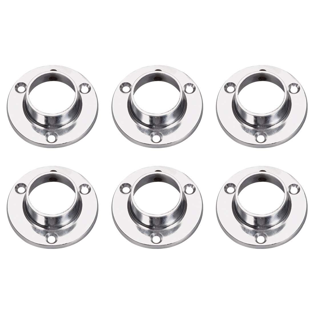 sourcing map Closet Wardrobe Rod Flange,25mm/1inch Dia, Socket Bracket Support Holder for Pipe 6Pcs