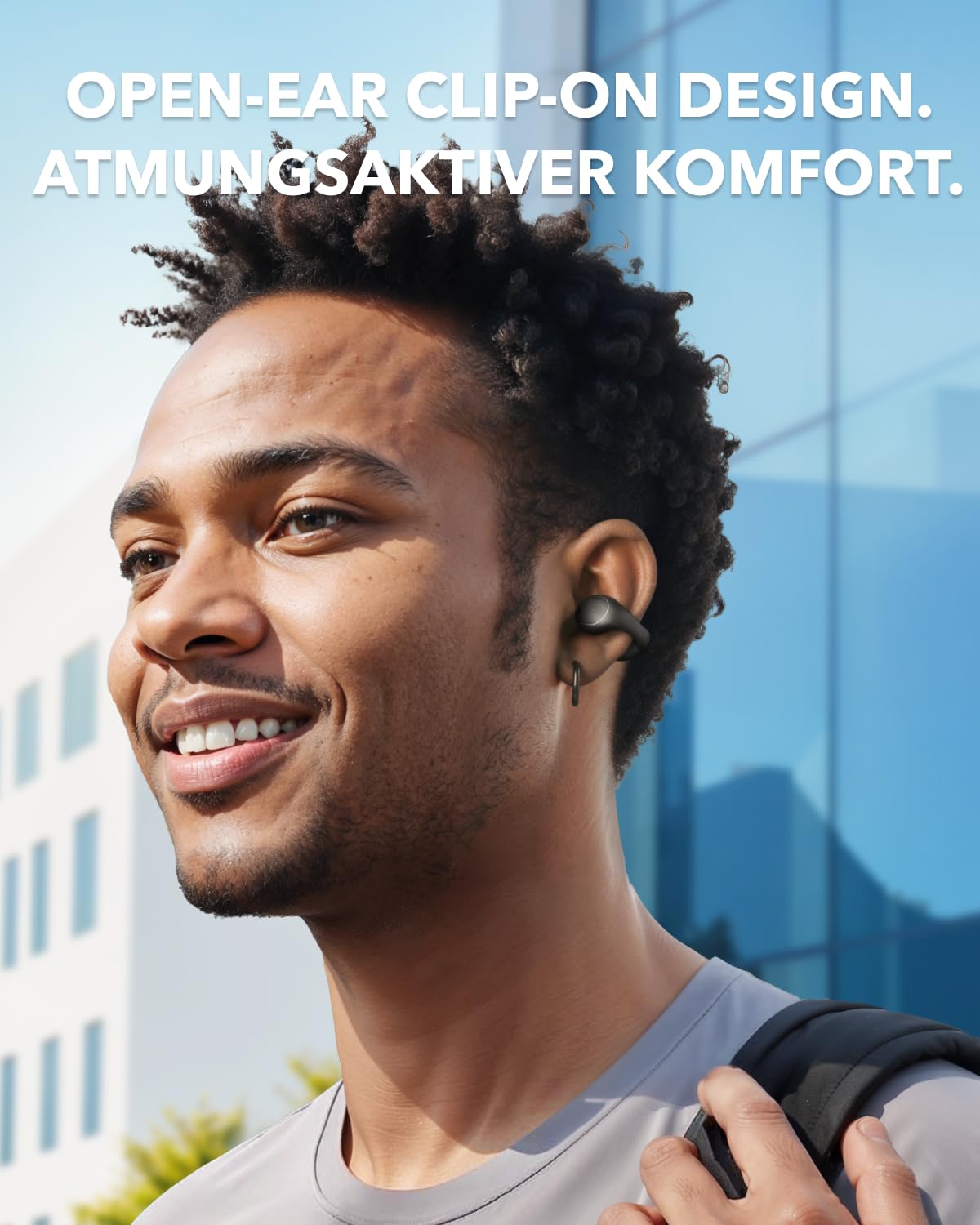 soundcore C40i von Anker, Open-Ear Earbuds, Clip-On Kopfhörer, flexibles Gelenk-Design, Tastensteuerung, federleichter Komfort, fester Halt mit ansteckbaren Ohrklammern, große Treiber für klaren Klang 2