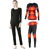 TRUNYAQI Women's Heated Thermal Underwear Set, USB Women's Electric Thermal Heated Long Johns Set, Leggings for Snow Women